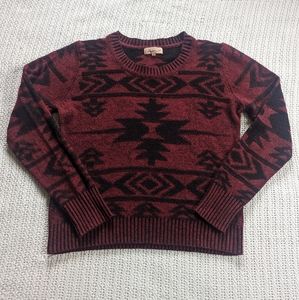 Ginger Jar Red Black Southwestern Aztec Knit Sweater Women's XL Pullover